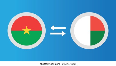 Rundsymbole mit Burkina Faso und Madagaskar Flaggen-Wechselkurs-Konzept Grafikelement Illustration Vorlage Design
