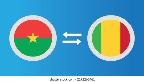 Rundsymbole mit Burkina Faso und Mali Flaggen-Wechselkurs-Konzept Grafikelement Illustration Vorlage Design
