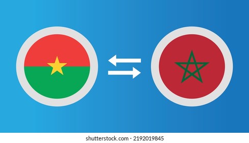 round icons with Burkina Faso and Morocco flag exchange rate concept graphic element Illustration template design

