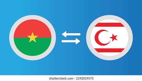 round icons with Burkina Faso and Northern Cyprus flag exchange rate concept graphic element Illustration template design
