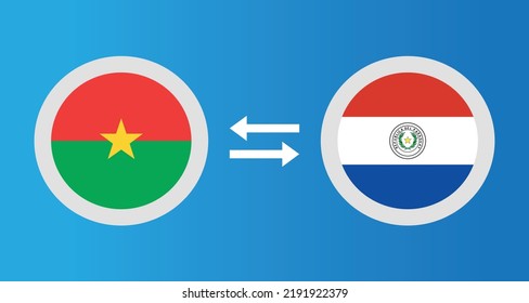 round icons with Burkina Faso and Paraguay flag exchange rate concept graphic element Illustration template design
