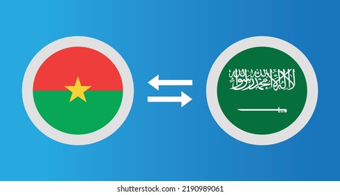 Rundsymbole mit Burkina Faso und Saudi-Arabien Flaggenwechselkurs-Konzept Grafik-Element Illustration Vorlage Design
