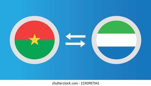 Rundsymbole mit Burkina Faso und Sierra Leone Flaggen-Wechselkurs-Konzept Grafik-Element Illustration Vorlage Design
