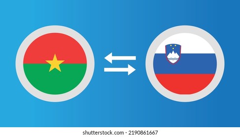 Rundsymbole mit Burkina Faso und Slowenien Flaggenwechselkurs Konzept Grafikelement Illustration Vorlage Design
