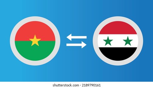 Rundsymbole mit Burkina Faso und Syrien Flaggenwechselkurs Konzept Grafikelement Illustration Vorlage Design
