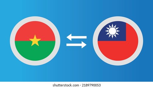 Rundsymbole mit Burkina Faso und Taiwan Flaggen-Wechselkurs-Konzept Grafikelement Illustration Vorlage Design
