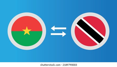 Rundsymbole mit Burkina Faso und Trinidad und Tobago Fahnenwechselkonzept Grafikelement Illustration Template Design
