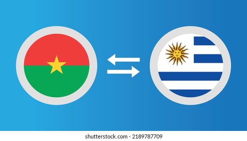 round icons with Burkina Faso and Uruguay flag exchange rate concept graphic element Illustration template design
