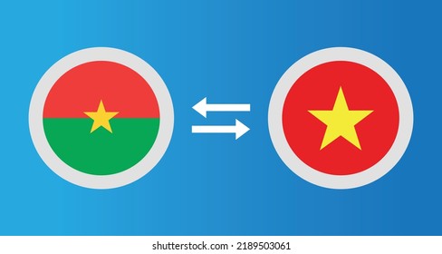 Rundsymbole mit Burkina Faso und Vietnam Flaggen-Wechselkurs-Konzept Grafikelement Illustration Vorlage Design
