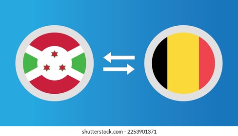 round icons with Burundi
and Belgium flag exchange rate concept graphic element Illustration template design
