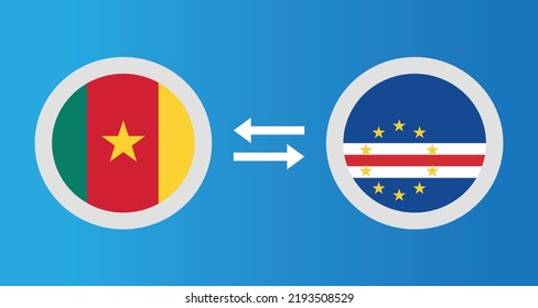 round icons with Cameroon and Cape Verde flag exchange rate concept graphic element Illustration template design
