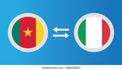 round icons with Cameroon and Italy flag exchange rate concept graphic element Illustration template design

