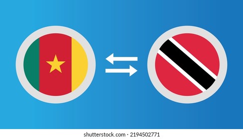 round icons with Cameroon and Trinidad and Tobago flag exchange rate concept graphic element Illustration template design

