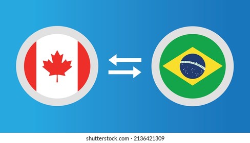 iconos redondos con el concepto de tipo de cambio de bandera de Canadá y Brasil elemento gráfico Diseño de plantilla de ilustración
