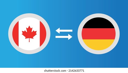 round icons with Canada and Germany flag exchange rate concept graphic element Illustration template design
