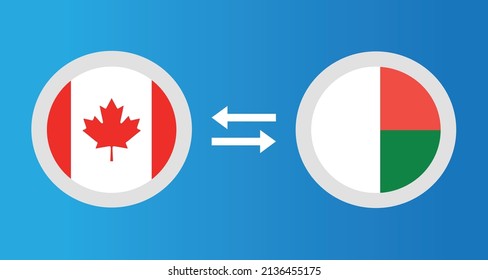 iconos redondos con el concepto de tipo de cambio de bandera de Canadá y Madagascar elemento gráfico Diseño de plantilla de ilustración

