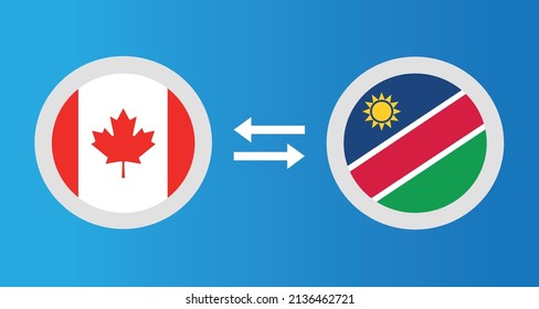 Rundsymbole mit Kanada und Namibia Flag-Wechselkurs-Konzept Grafik-Element Illustration Vorlage Design
