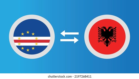 round icons with Cape Verde and Albania flag exchange rate concept graphic element Illustration template design
