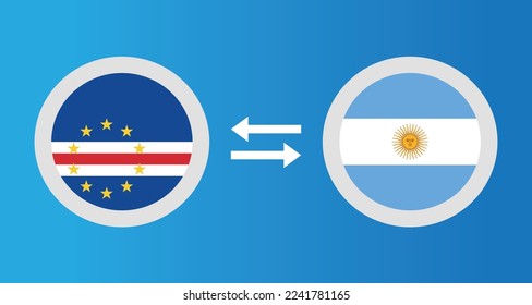 round icons with Cape Verde and Argentina flag exchange rate concept graphic element Illustration template design
