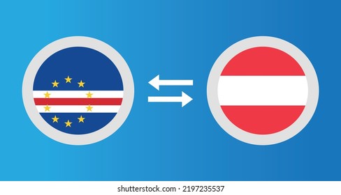 round icons with Cape Verde and Austria flag exchange rate concept graphic element Illustration template design
