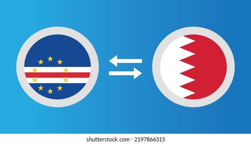 round icons with Cape Verde and Bahrain flag exchange rate concept graphic element Illustration template design
