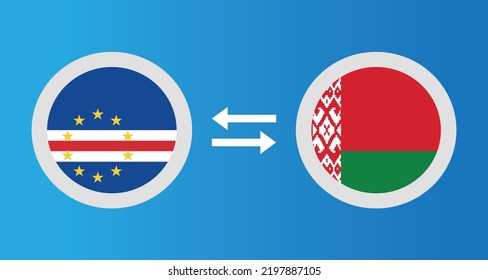 round icons with Cape Verde and Belarus flag exchange rate concept graphic element Illustration template design
