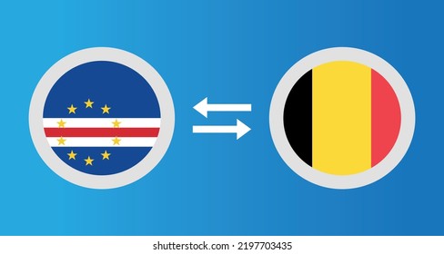 round icons with Cape Verde and Belgium flag exchange rate concept graphic element Illustration template design
