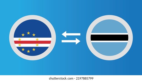 round icons with Cape Verde and Botswana flag exchange rate concept graphic element Illustration template design
