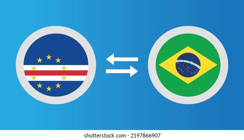 round icons with Cape Verde and Brazil flag exchange rate concept graphic element Illustration template design
