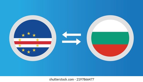round icons with Cape Verde and Bulgaria flag exchange rate concept graphic element Illustration template design
