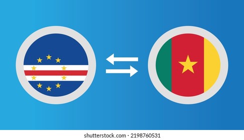 round icons with Cape Verde and Cameroon flag exchange rate concept graphic element Illustration template design
