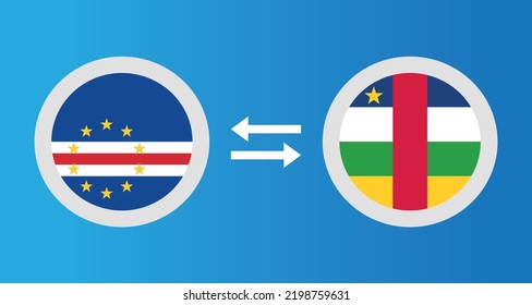 round icons with Cape Verde and Central African Republic flag exchange rate concept graphic element Illustration template design
