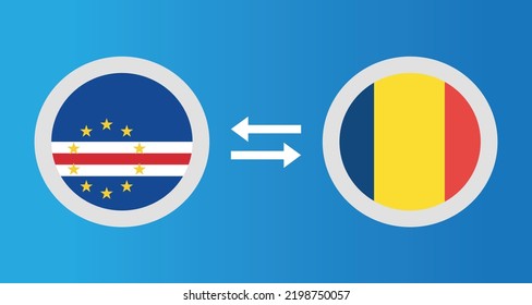 round icons with Cape Verde and Chad flag exchange rate concept graphic element Illustration template design
