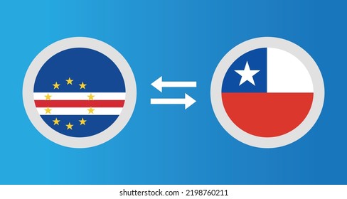 round icons with Cape Verde and Chile flag exchange rate concept graphic element Illustration template design
