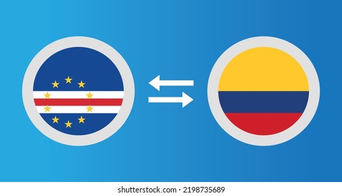 round icons with Cape Verde and Colombia flag exchange rate concept graphic element Illustration template design
