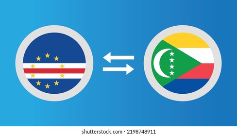 round icons with Cape Verde and Comoros flag exchange rate concept graphic element Illustration template design
