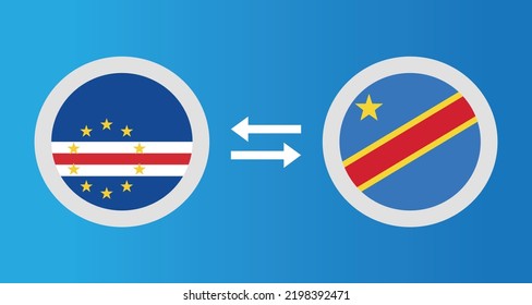 round icons with Cape Verde and Congo flag exchange rate concept graphic element Illustration template design
