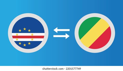 round icons with Cape Verde and Congo flag exchange rate concept graphic element Illustration template design
