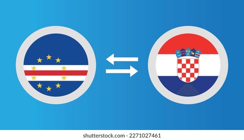 round icons with Cape Verde and Croatia flag exchange rate concept graphic element Illustration template design
