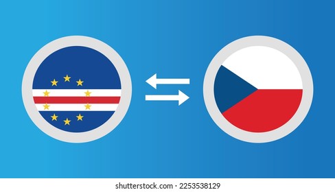 round icons with Cape Verde and Czech Republic flag exchange rate concept graphic element Illustration template design
