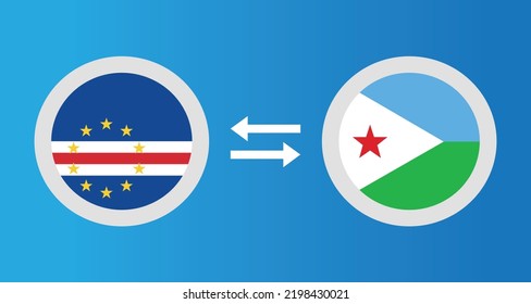 round icons with Cape Verde and Djibouti flag exchange rate concept graphic element Illustration template design
