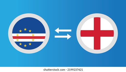 round icons with Cape Verde and England flag exchange rate concept graphic element Illustration template design
