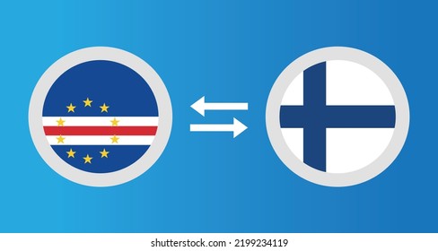 round icons with Cape Verde and Finland flag exchange rate concept graphic element Illustration template design
