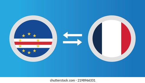 round icons with Cape Verde and France flag exchange rate concept graphic element Illustration template design
