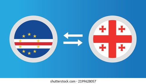 round icons with Cape Verde and Georgia flag exchange rate concept graphic element Illustration template design
