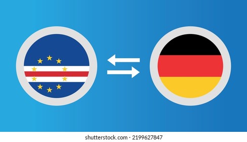 round icons with Cape Verde and Germany flag exchange rate concept graphic element Illustration template design
