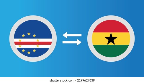 round icons with Cape Verde and Ghana flag exchange rate concept graphic element Illustration template design
