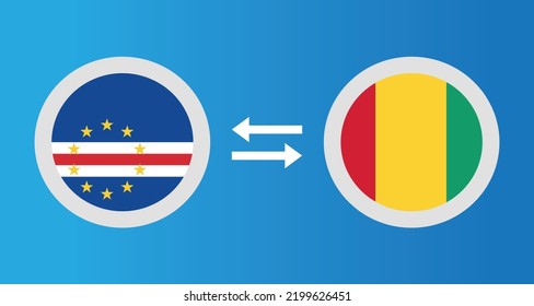 round icons with Cape Verde and Guinea flag exchange rate concept graphic element Illustration template design
