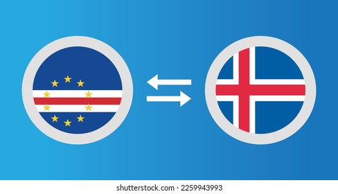 round icons with Cape Verde and Iceland flag exchange rate concept graphic element Illustration template design
