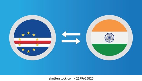 round icons with Cape Verde and India flag exchange rate concept graphic element Illustration template design
